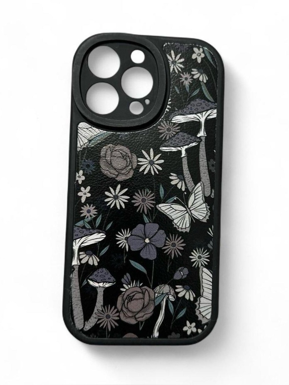 Floral Patterned Black Phone Case (iPhone 14 Pro Max)